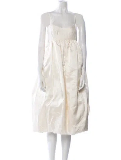 Pre-owned Azeeza Silk Midi Length Dress In Neutral