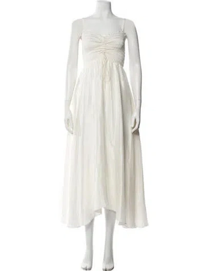 Pre-owned Azeeza Silk Midi Length Dress In Neutral