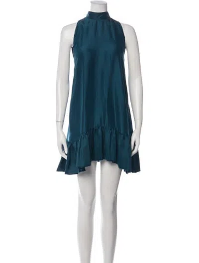 Pre-owned Azeeza Silk Mini Dress In Blue