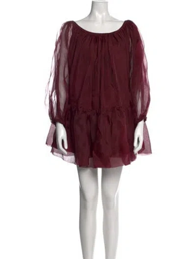 Pre-owned Azeeza Silk Mini Dress In Burgundy