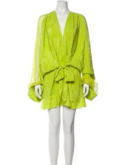 Pre-owned Azeeza Silk Mini Dress In Green