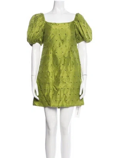 Pre-owned Azeeza Silk Mini Dress In Green