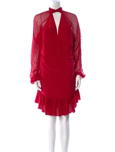 Pre-owned Azeeza Silk Mini Dress In Red