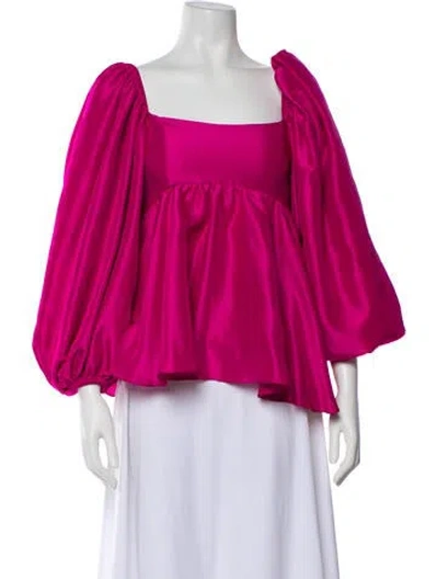 Pre-owned Azeeza Silk Square Neckline Blouse W/ Tags In Pink