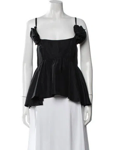 Pre-owned Azeeza Silk Square Neckline Top In Black