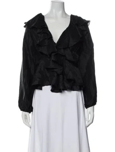 Pre-owned Azeeza Silk V-neck Blouse In Black