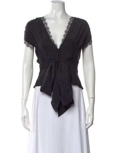 Pre-owned Azeeza Silk V-neck Blouse In Black