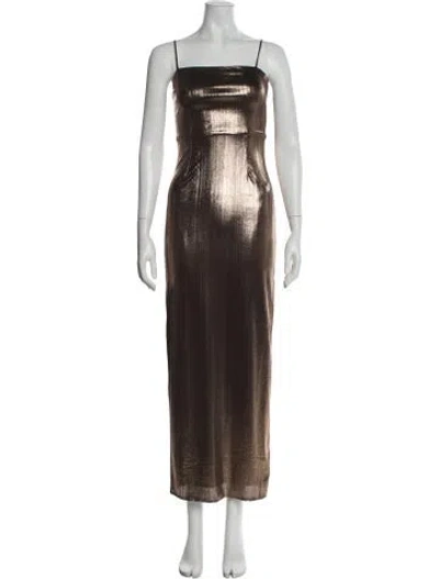 Pre-owned Azeeza Square Neckline Long Dress In Brown