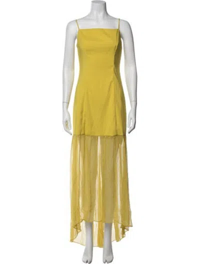 Pre-owned Azeeza Square Neckline Long Dress W/ Tags In Yellow