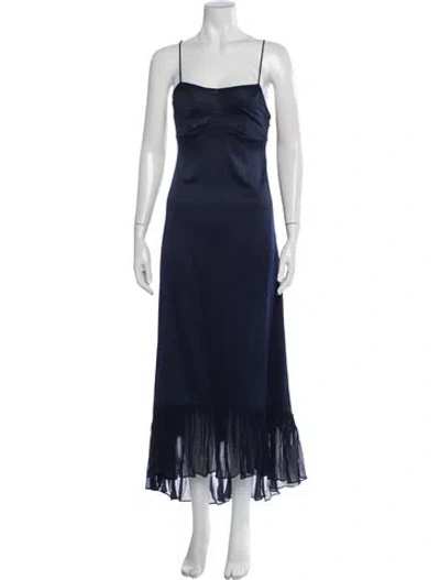Pre-owned Azeeza Square Neckline Midi Length Dress In Blue