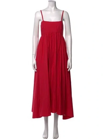 Pre-owned Azeeza Square Neckline Midi Length Dress In Red