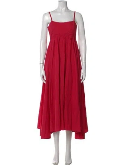 Pre-owned Azeeza Square Neckline Midi Length Dress W/ Tags In Red