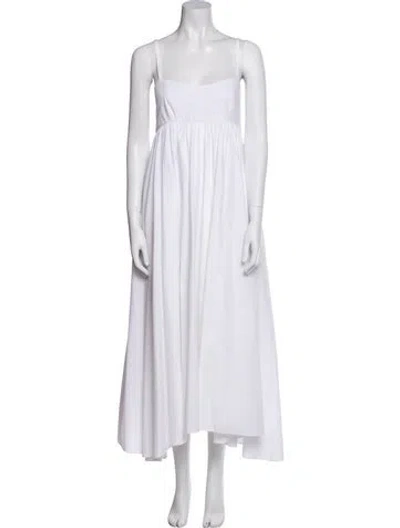 Pre-owned Azeeza Square Neckline Midi Length Dress In White