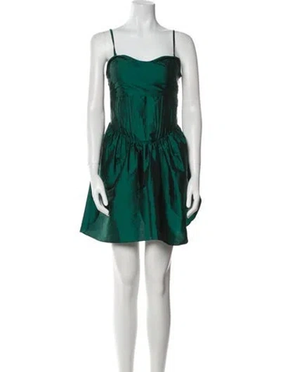 Pre-owned Azeeza Square Neckline Mini Dress In Green
