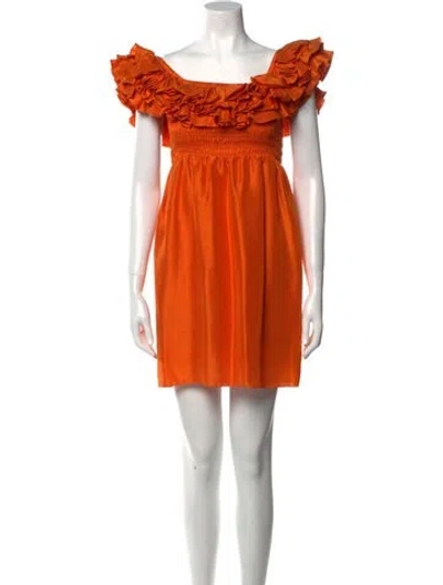 Pre-owned Azeeza Square Neckline Mini Dress In Orange