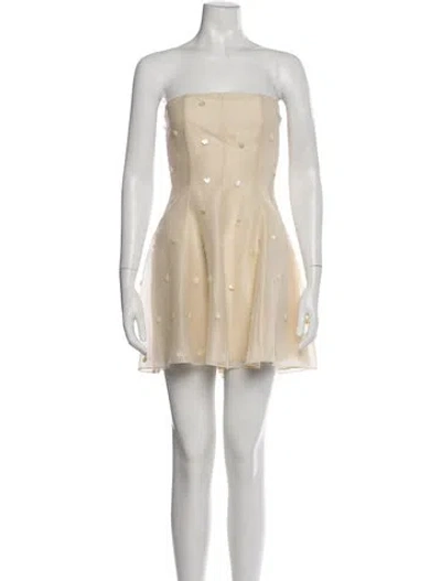 Pre-owned Azeeza Strapless Mini Dress In Neutral