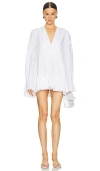 Azeeza Thistle Ruffle Poplin Minidress In 白色