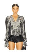 Azeeza Thistle Top In Metallic Silver