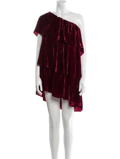 Pre-owned Azeeza Velvet Mini Dress In Burgundy