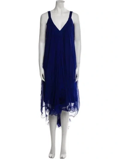 Pre-owned Azeeza V-neck Long Dress In Blue