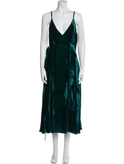 Pre-owned Azeeza V-neck Long Dress In Blue