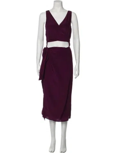 Pre-owned Azeeza V-neck Long Dress In Purple