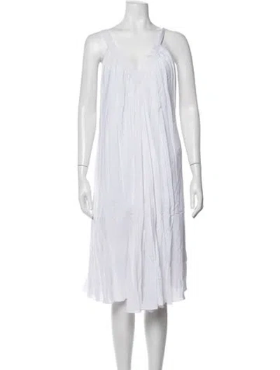 Pre-owned Azeeza V-neck Long Dress In White