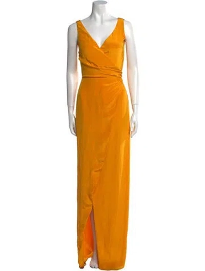Pre-owned Azeeza V-neck Long Dress In Yellow