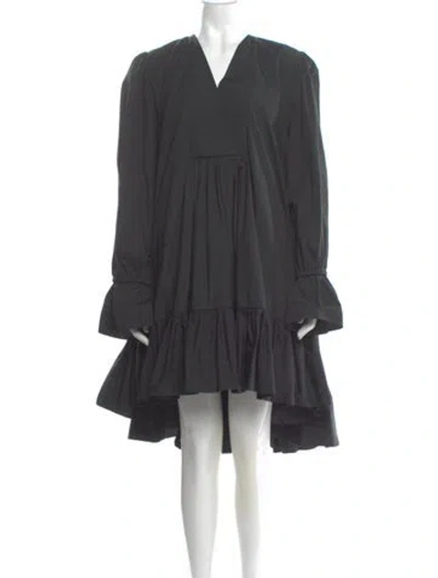 Pre-owned Azeeza V-neck Midi Length Dress In Gray