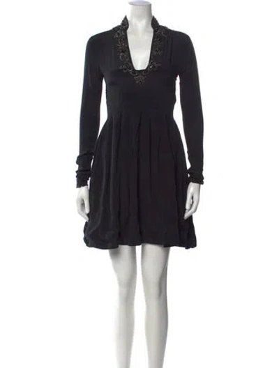 Pre-owned Azeeza V-neck Mini Dress In Black