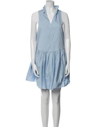 Pre-owned Azeeza V-neck Mini Dress W/ Tags In Blue