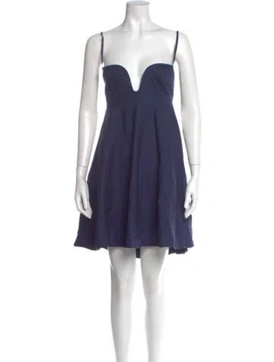 Pre-owned Azeeza V-neck Mini Dress W/ Tags In Blue
