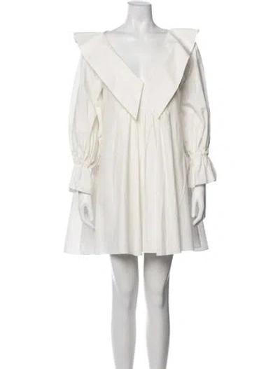Pre-owned Azeeza V-neck Mini Dress In White