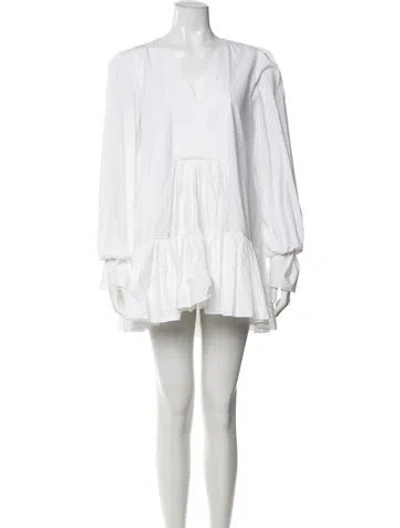 Pre-owned Azeeza V-neck Mini Dress In White