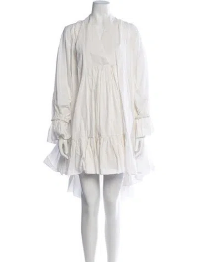 Pre-owned Azeeza V-neck Mini Dress In White