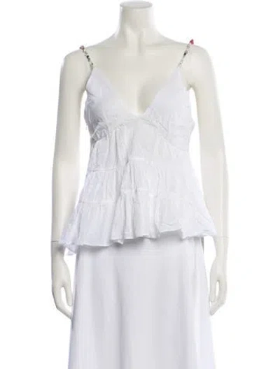 Pre-owned Azeeza V-neck Sleeveless Crop Top In White