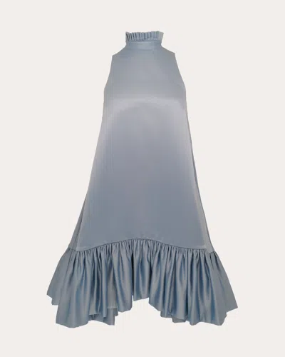 Azeeza Alcott Ruffled Halterneck Mini Dress In Blue