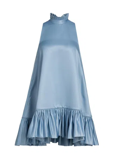 Azeeza Women's Alcott Silk Trapeze Minidress In Blue