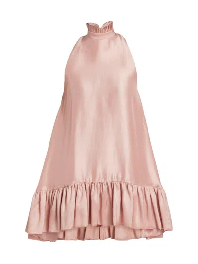 Azeeza Women's Alcott Silk Trapeze Minidress In Dusty Pink
