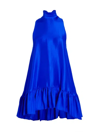 Azeeza Women's Alcott Silk Trapeze Minidress In Marine Blue