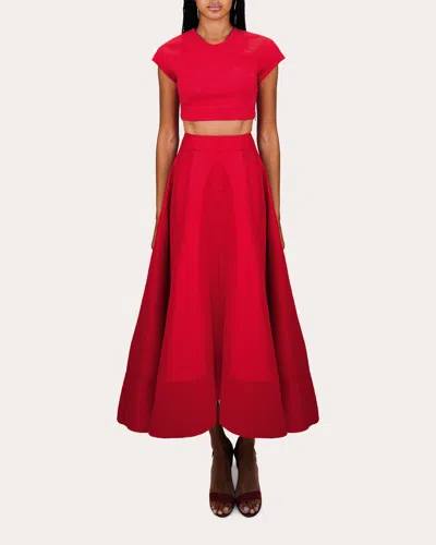 Azeeza Women's Avani Paneled Satin Midi Skirt In Red