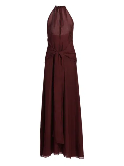 Azeeza Women's Ayva Silk-chiffon Halterneck Gown In Burgundy