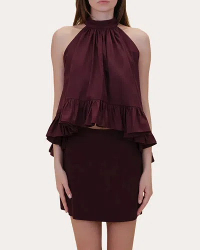 Azeeza Women's Blair Poplin A-line Mini Skirt In Burgundy