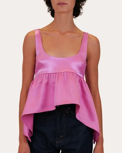 Azeeza Esme Satin Top Fuchsia In Pink