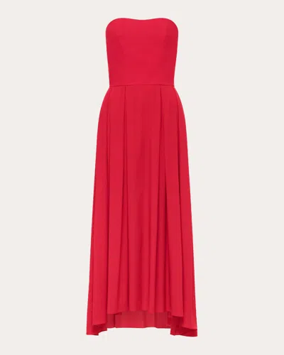 Azeeza Women's Ezra Silk Charmeuse Strapless Corset Midi Dress In Red