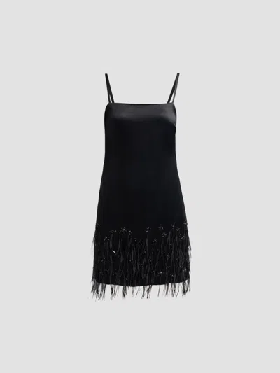 Azeeza Women's Kavin Satin Embellished Mini Dress In Black