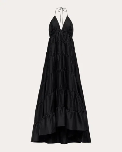 Azeeza Women's Kitty Olesia Taffeta Tiered Halter Gown In Black