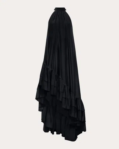 Azeeza Lucas Halterneck Silk Gown In Black
