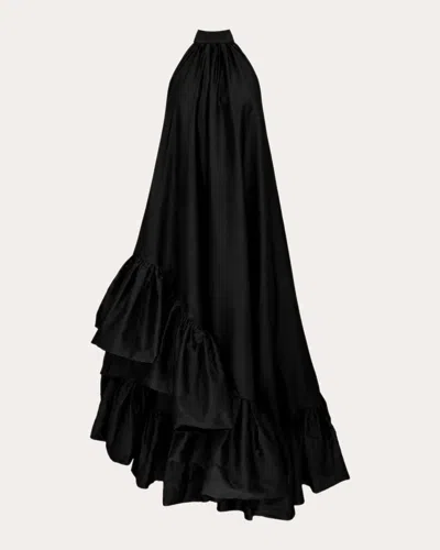 Azeeza Women's Lucas Taffeta Asymmetric Ruffle Gown In Black