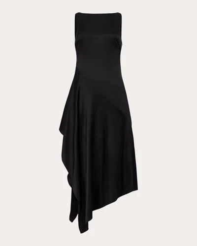 AZEEZA WOMEN'S MANISHA ASYMMETRIC DRAPED SATIN MIDI DRESS